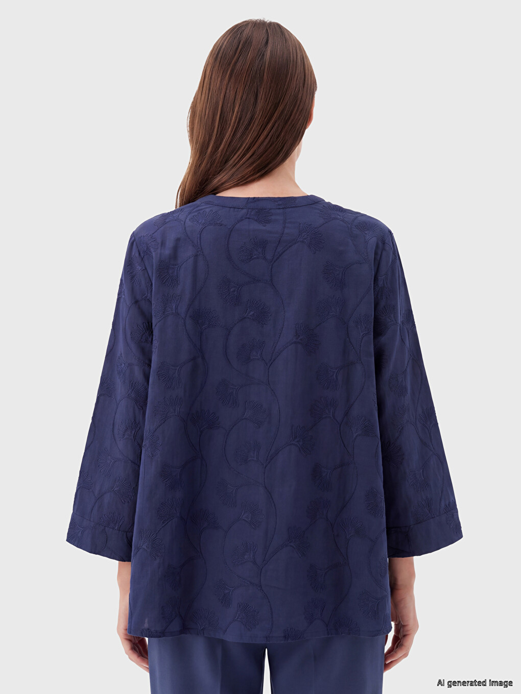 Notch Neck Embroidered Blouse-3