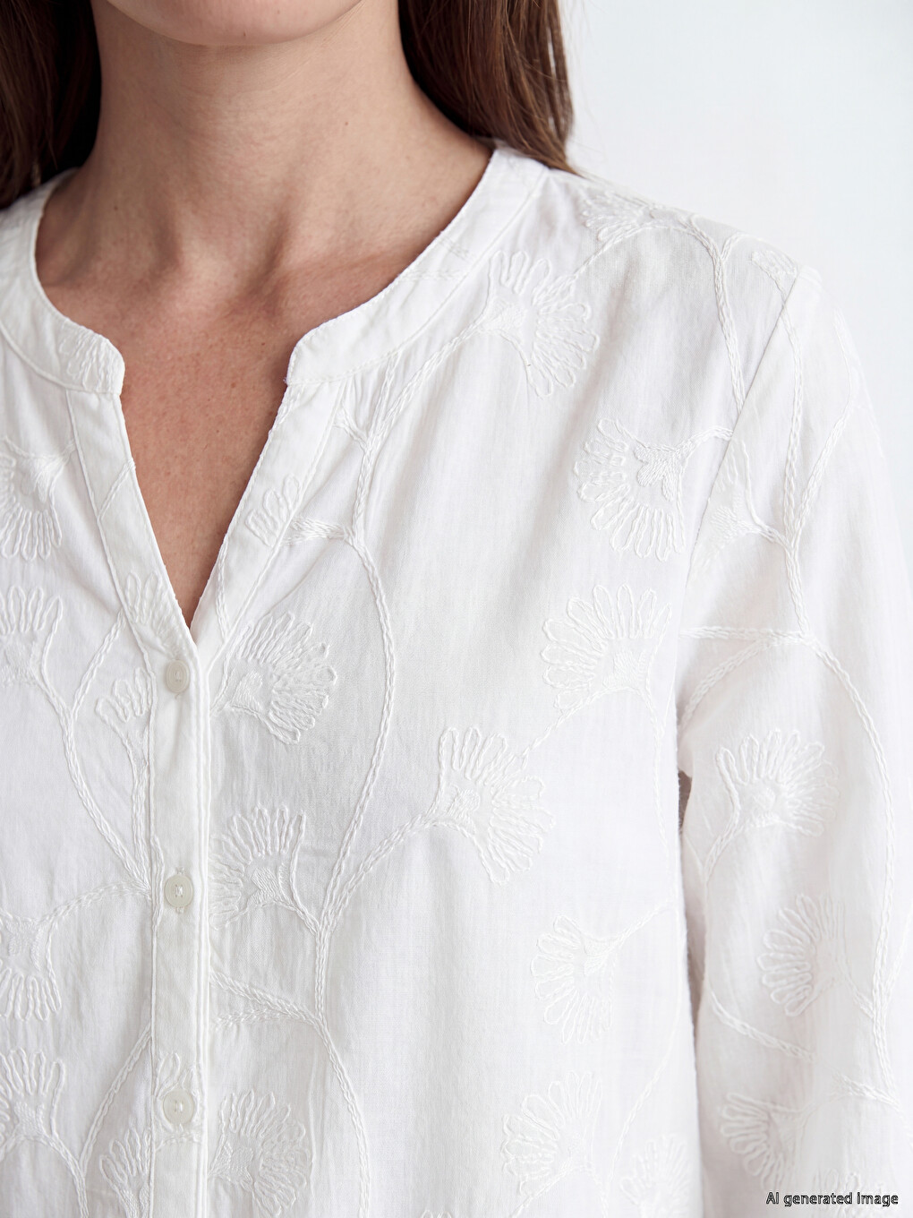 Notch Neck Embroidered Blouse-2