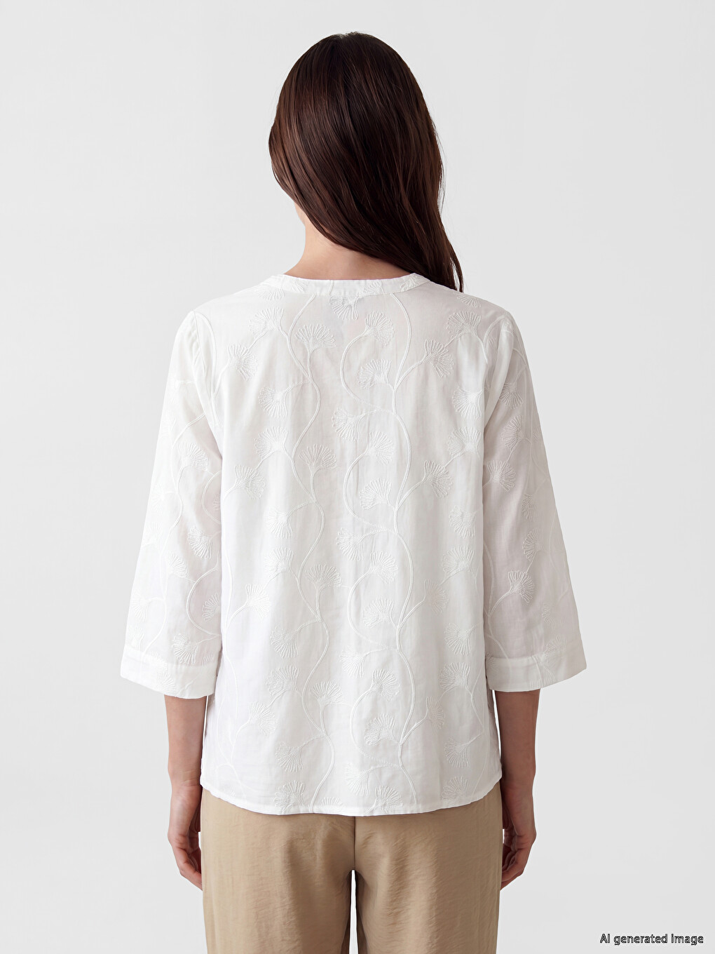 Notch Neck Embroidered Blouse-3