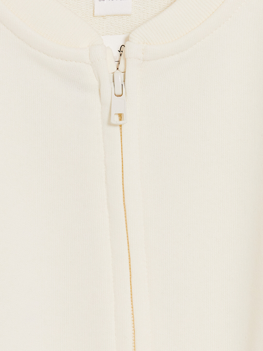 Ekru Bisiklet Yaka Kız Çocuk Fermuarlı Sweatshirt-1