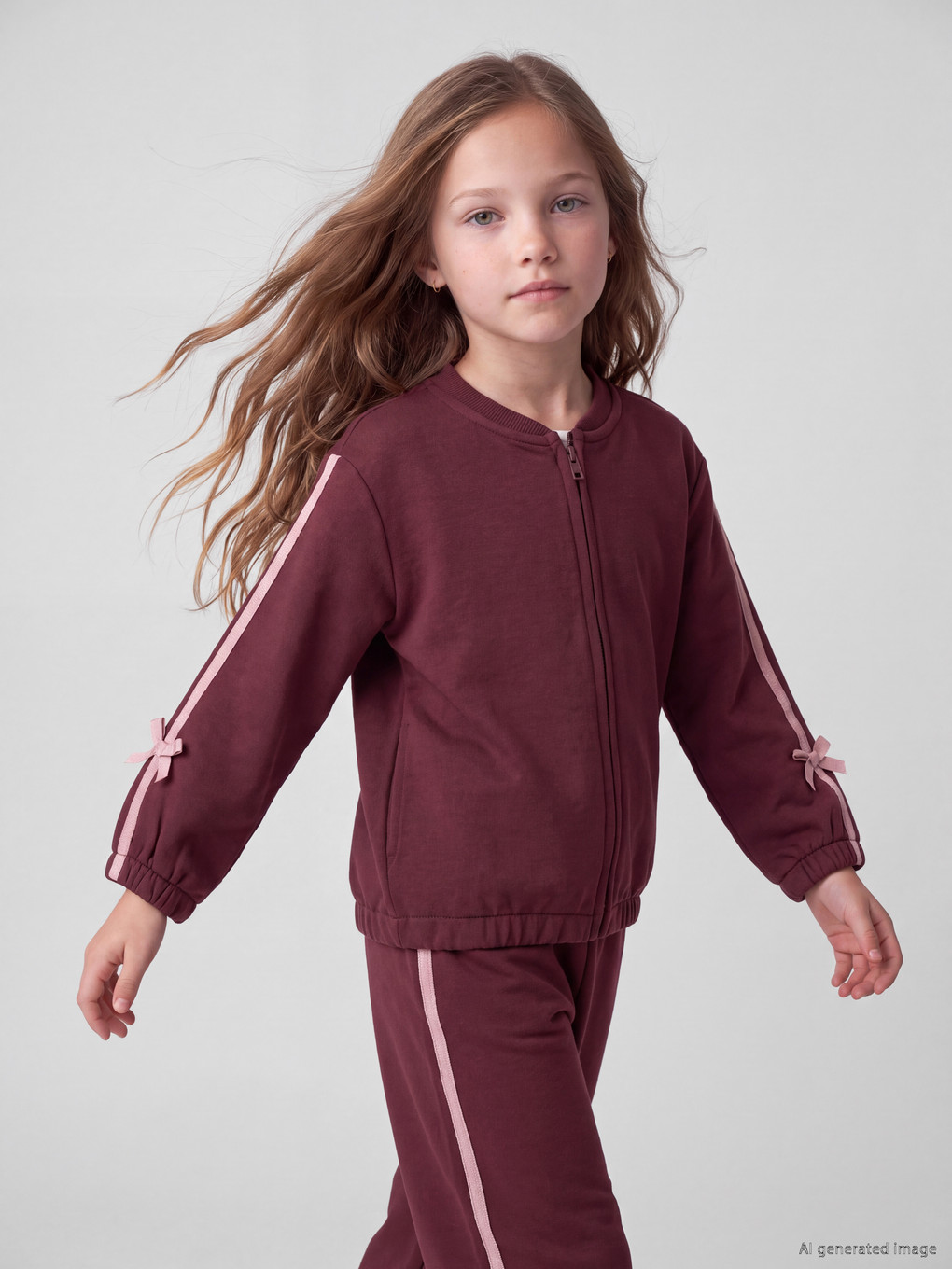 Bisiklet Yaka Kız Çocuk Fermuarlı Sweatshirt
