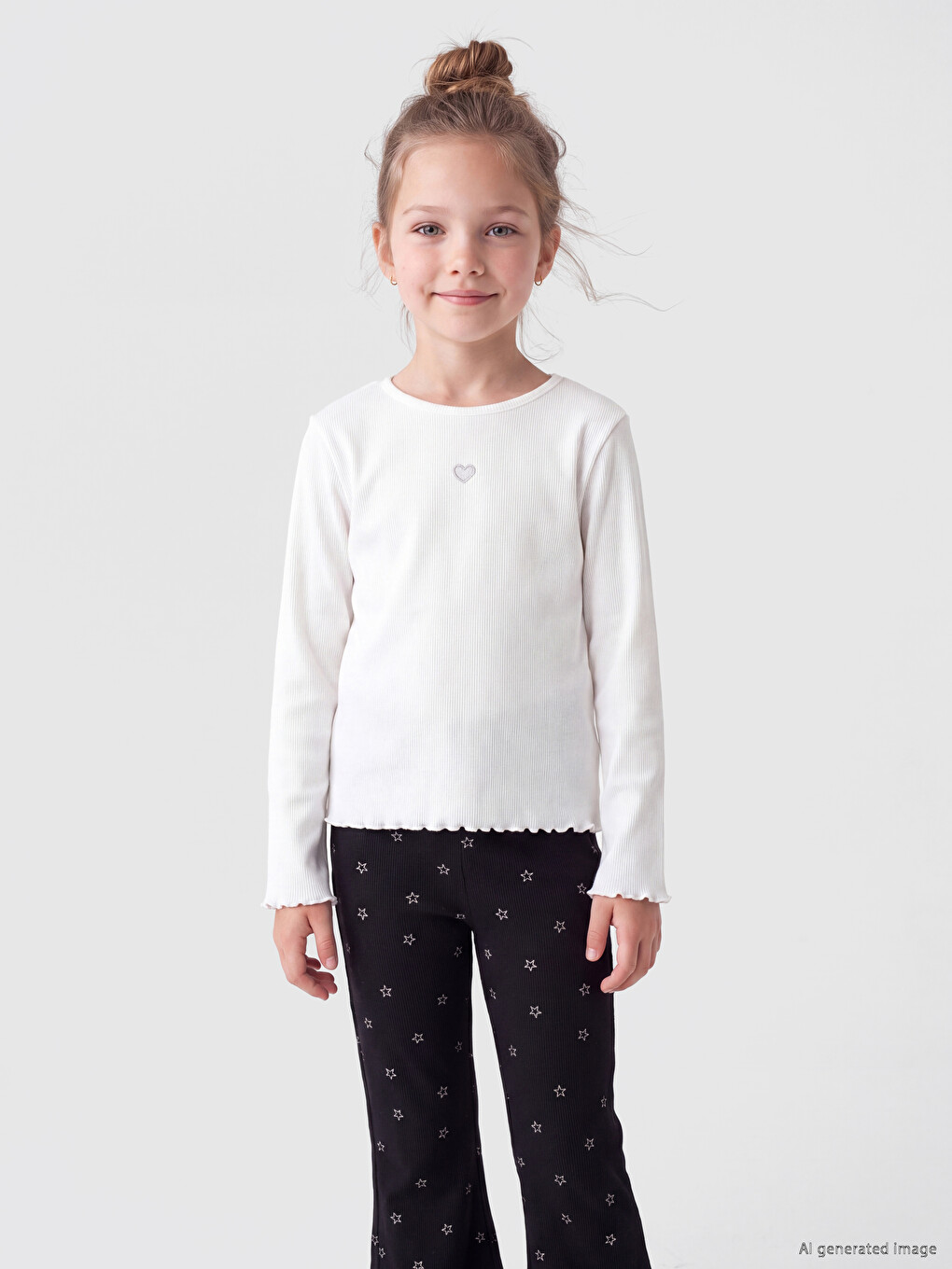 Crew Neck Embroidered Girls' T-shirt-1