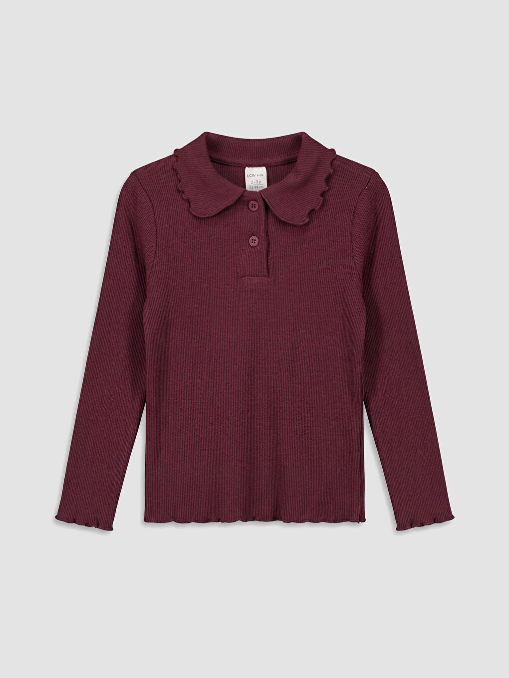 Bordo Bebe Yaka Kız Çocuk Tişört