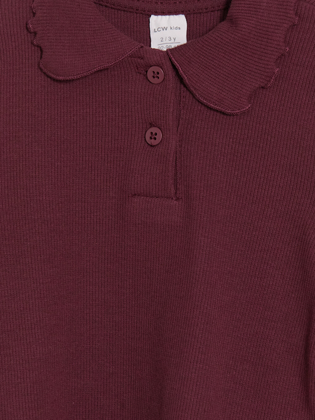 Bordo Bebe Yaka Kız Çocuk Tişört-2