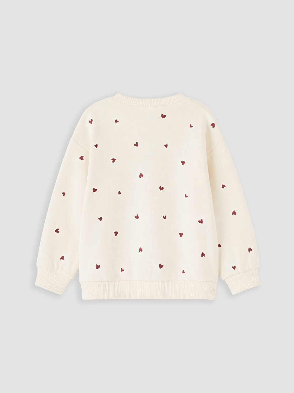 Ekru Baskılı Kız Çocuk Kalın Sweatshirt-2