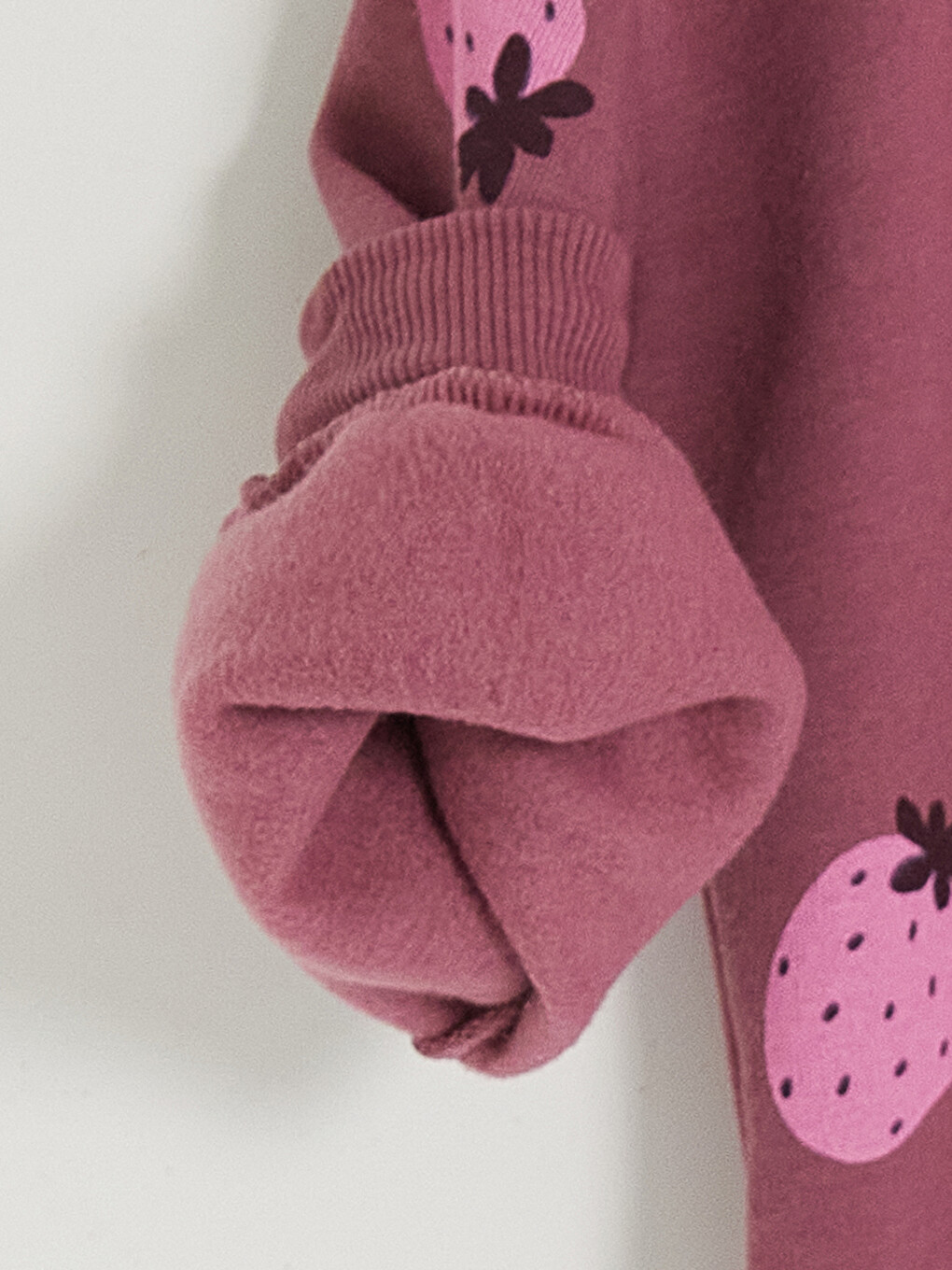Mürdüm Baskılı Kız Çocuk Kalın Sweatshirt-1