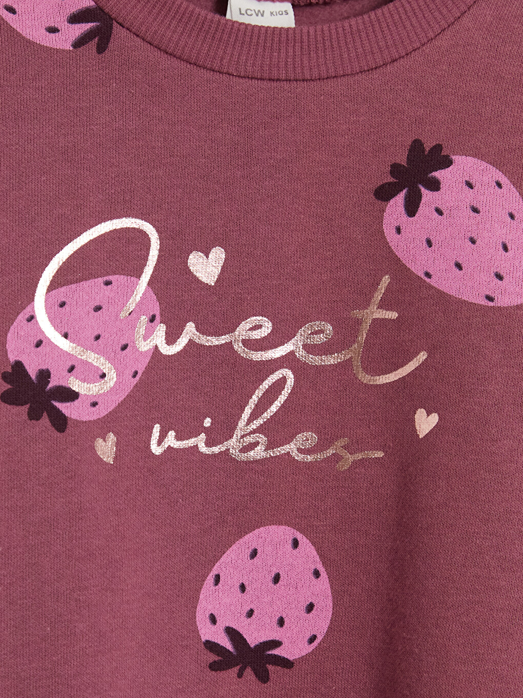Mürdüm Baskılı Kız Çocuk Kalın Sweatshirt-2