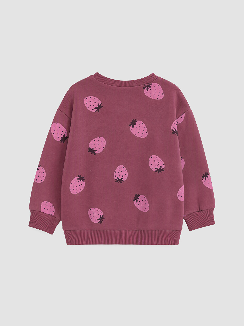 Mürdüm Baskılı Kız Çocuk Kalın Sweatshirt-3