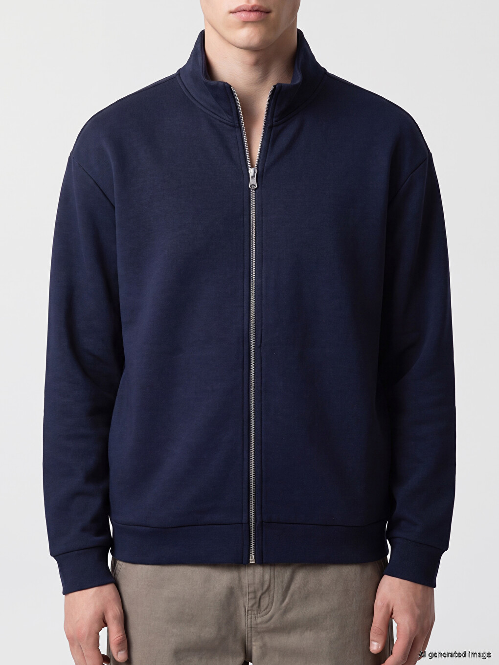Loose Fit Men's Zip-up Sweatshirt-2