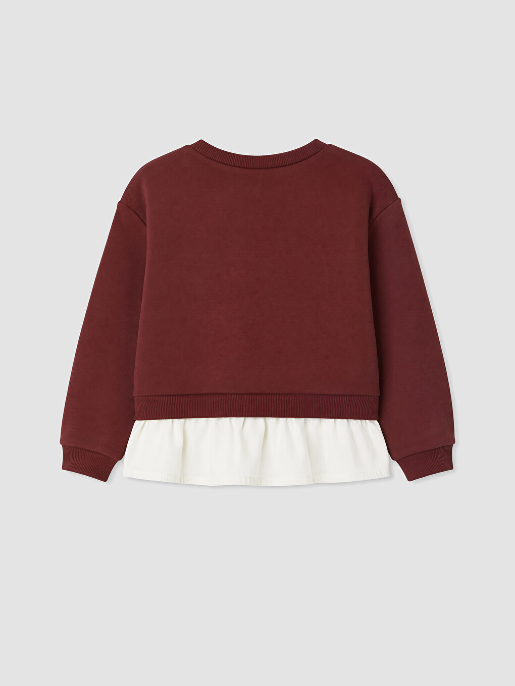 Bordo Taşlı Kız Çocuk Kalın Sweatshirt-3