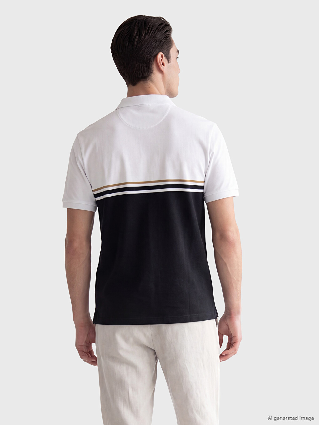 Polo Collar Color Blocked Standard Fit Men's T-shirt-2