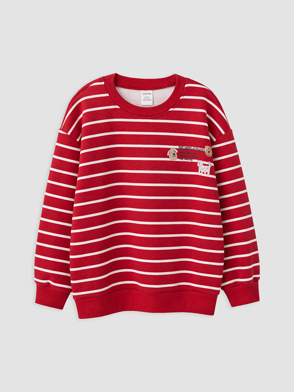 Kırmızı Nakışlı Erkek Çocuk Kalın Sweatshirt