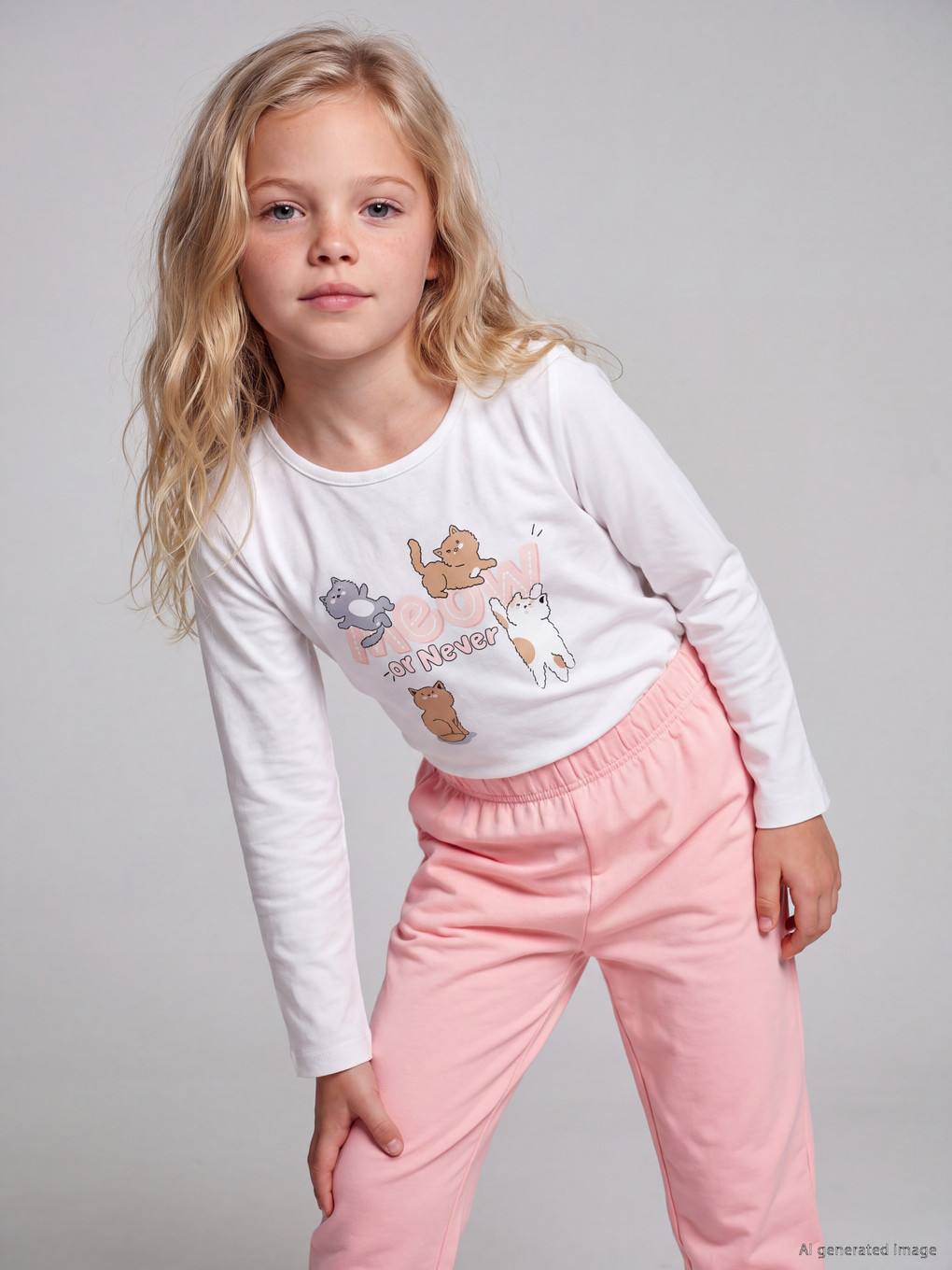 Pembe Baskılı Kız Çocuk Pijama Takımı-1