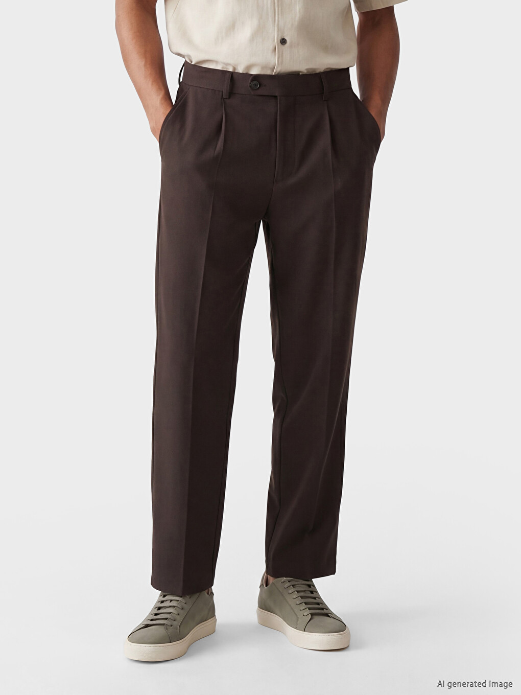 Extra Loose Fit Pleated Men's Trousers-1