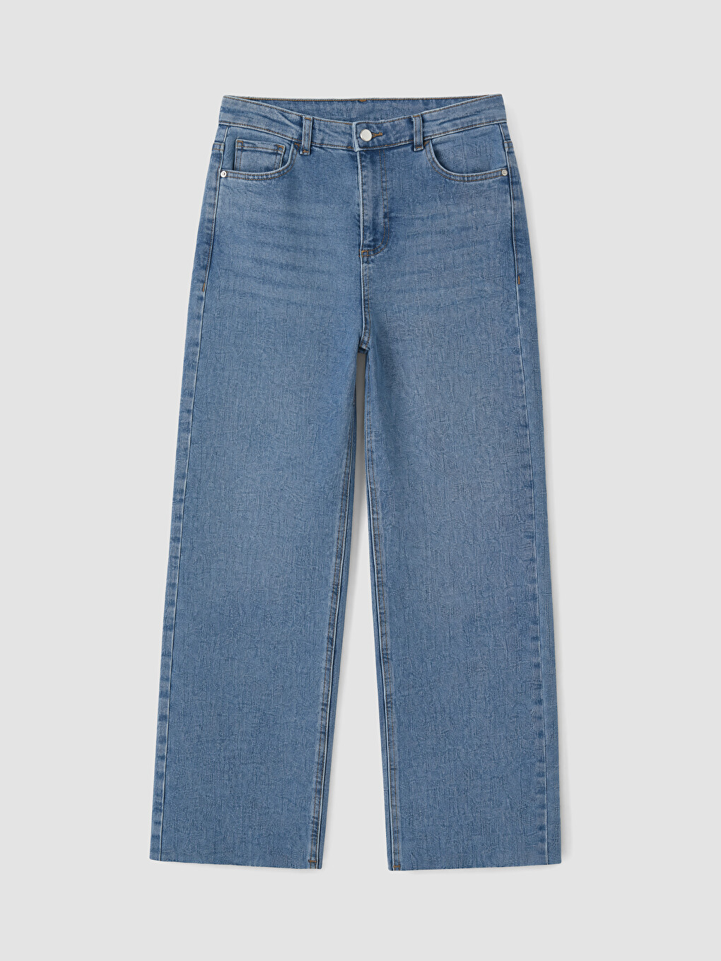 İndigo Yüksek Bel Wideleg Kadın Jean Pantolon-4