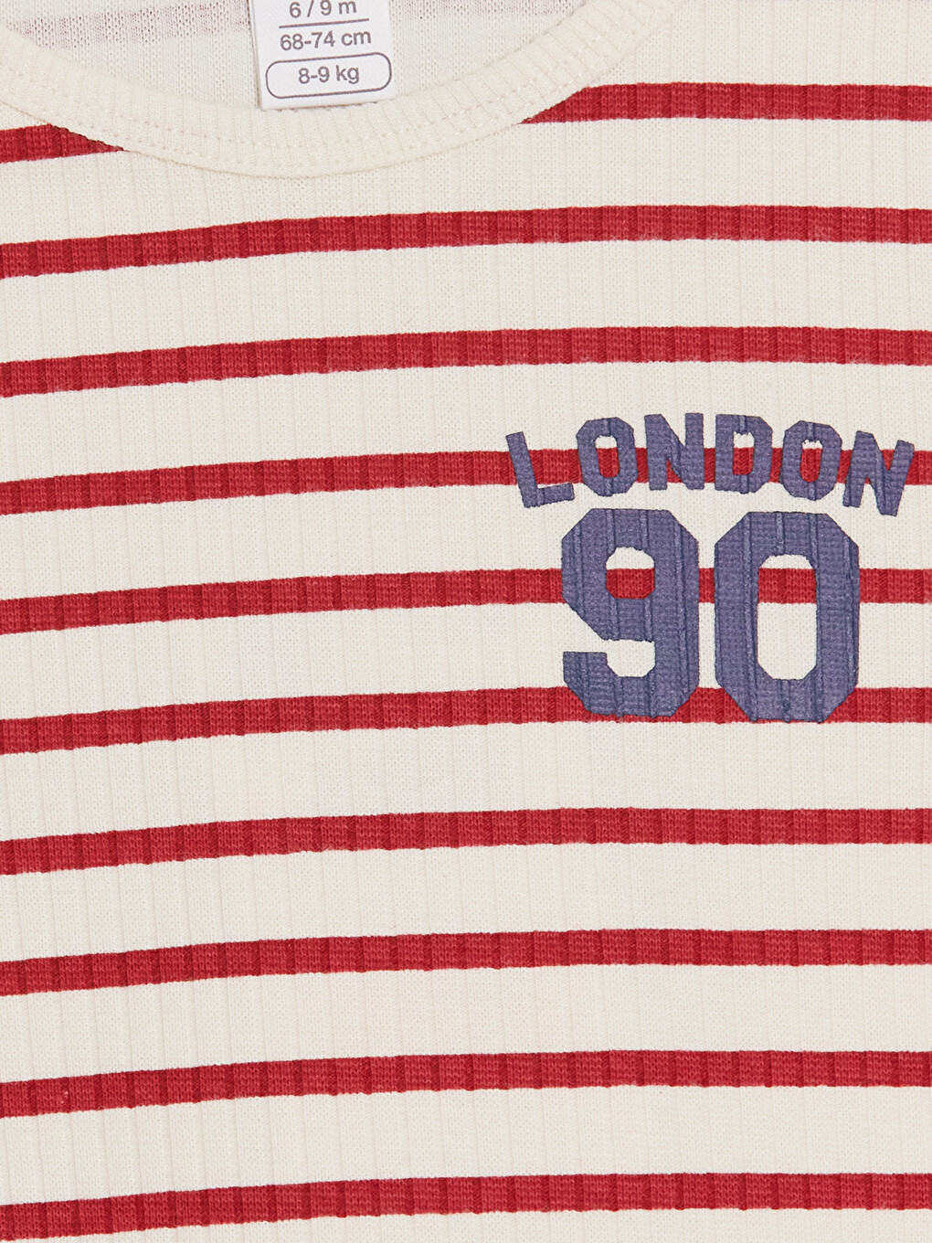 Kırmızı Çizgili London Baskılı Erkek Bebek Tişört-2