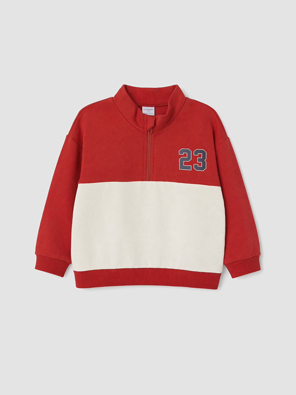 Kırmızı Renk Bloklu Erkek Bebek Sweatshirt ve Eşofman Altı-1
