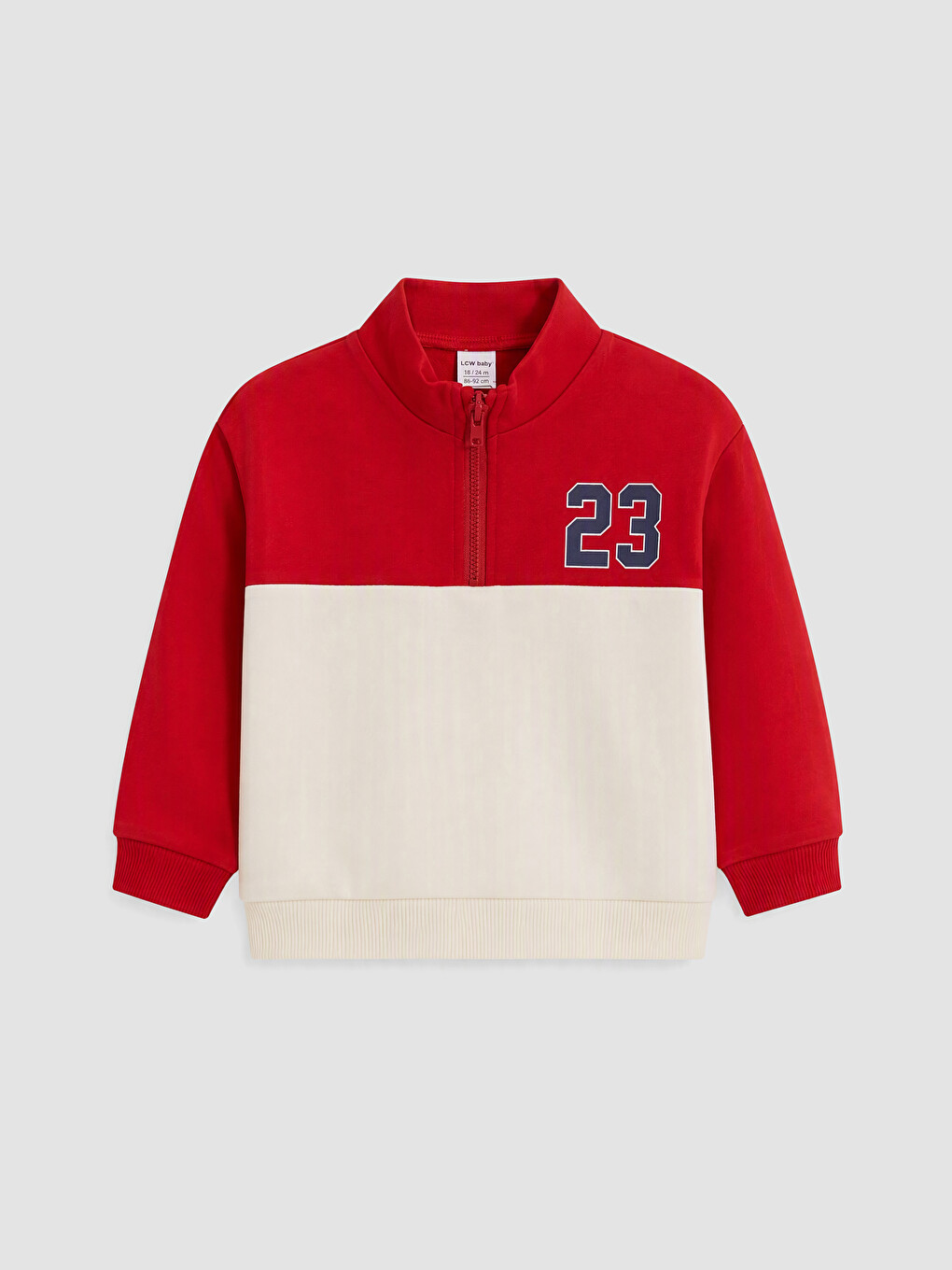 Kırmızı Renk Bloklu Erkek Bebek Sweatshirt Ve Eşofman Altı-1
