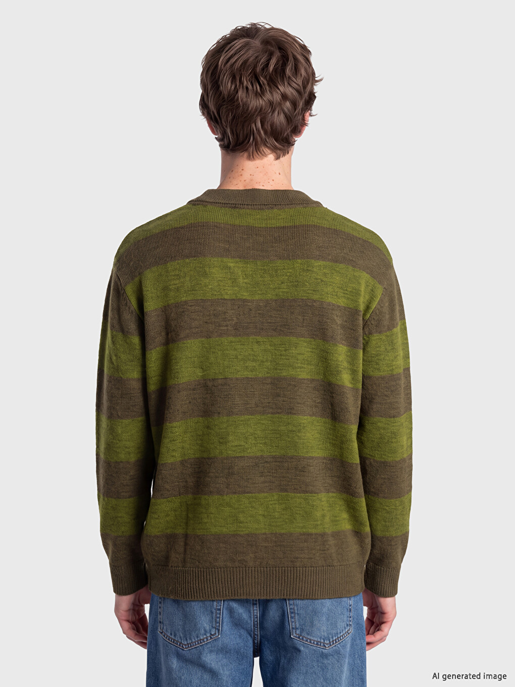 Polo Collar Striped Men's Knitwear Sweater-3
