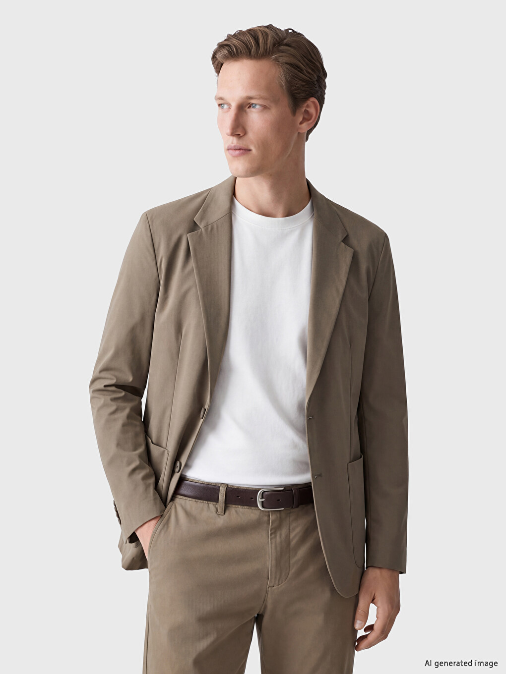Bej Regular Fit Erkek Blazer Ceket