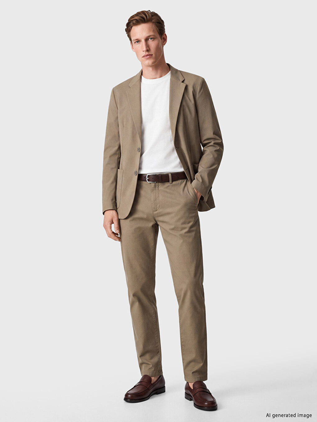 Bej Regular Fit Erkek Blazer Ceket-1