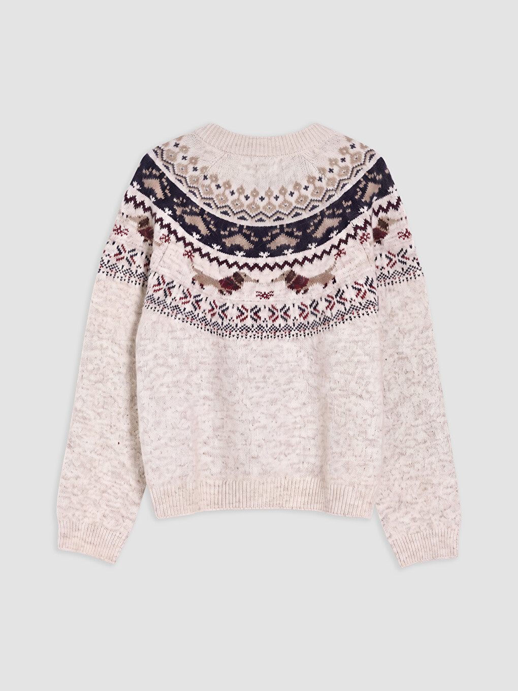 Crew Neck Girls' Printed Knitwear Sweater-1