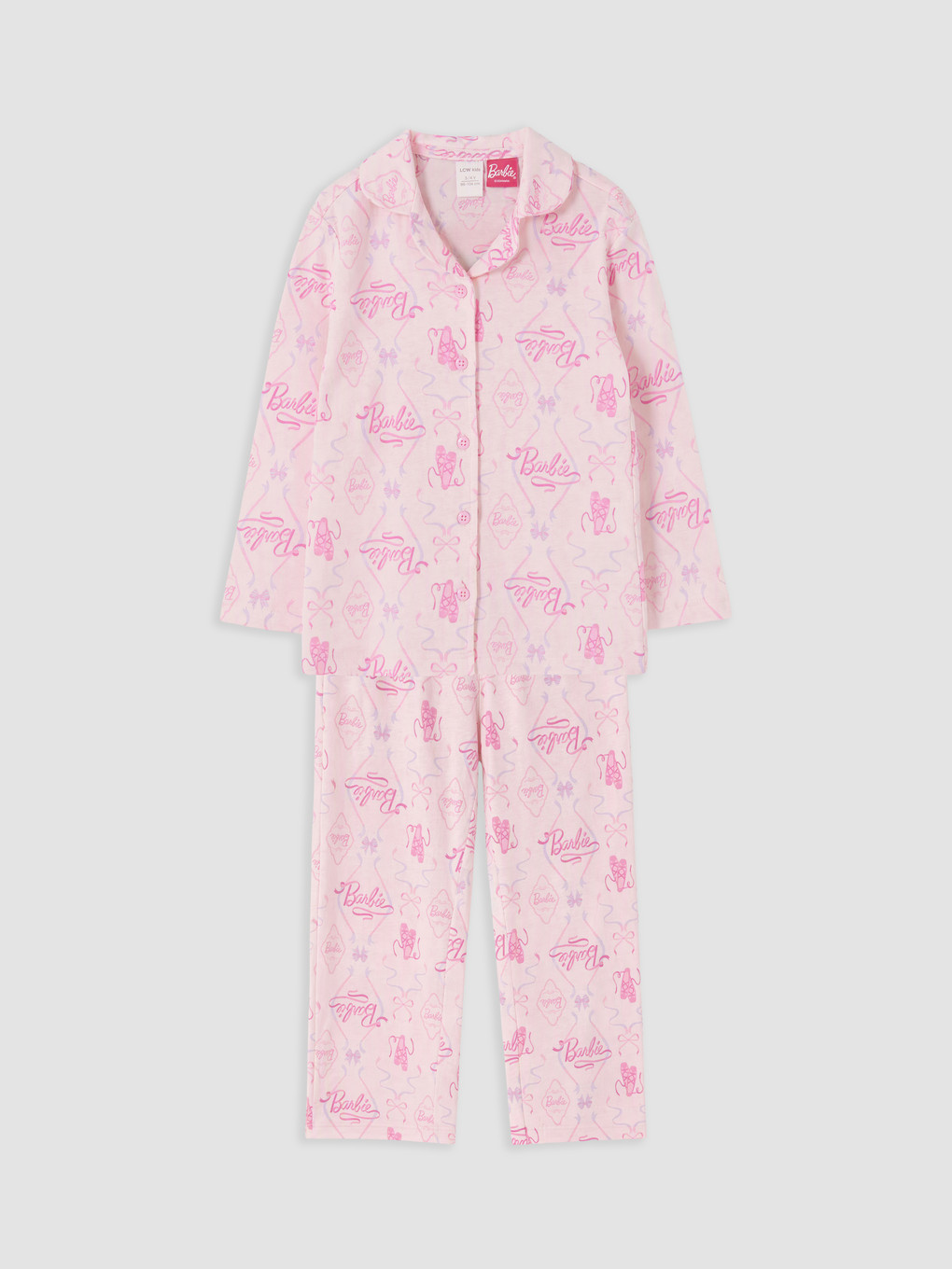 Pembe Barbie Baskılı Kız Çocuk Pijama Takım