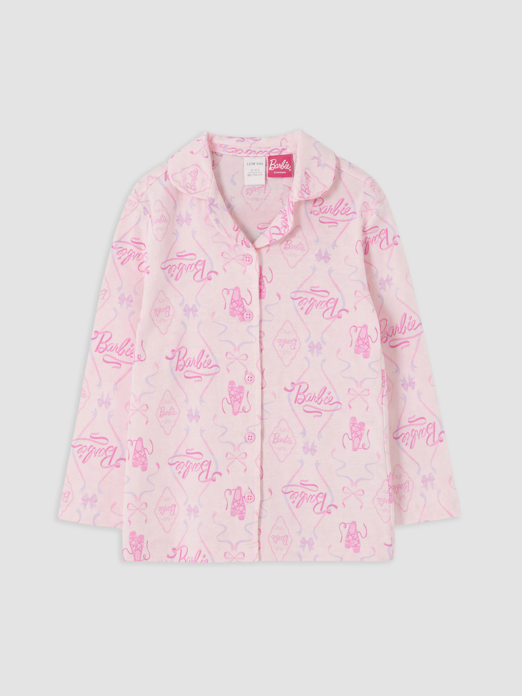 Pembe Barbie Baskılı Kız Çocuk Pijama Takım-1