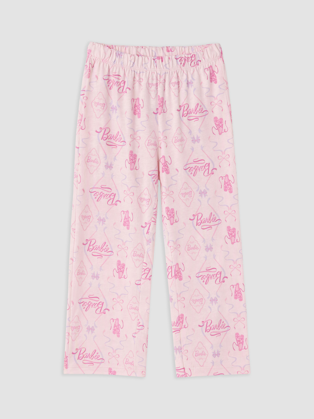 Pembe Barbie Baskılı Kız Çocuk Pijama Takım-3