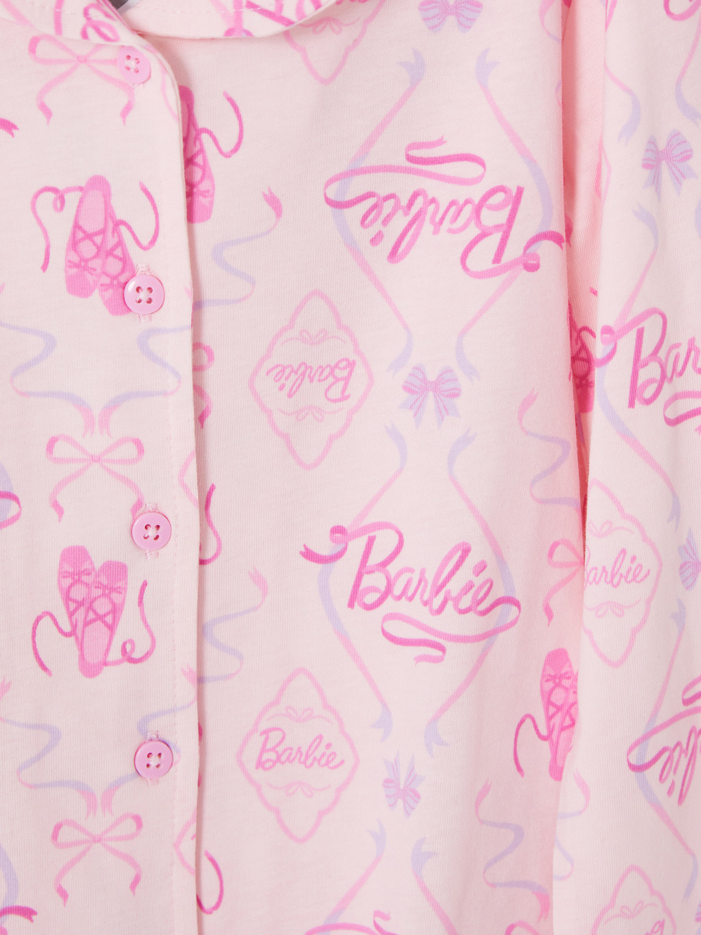 Pembe Barbie Baskılı Kız Çocuk Pijama Takım-5