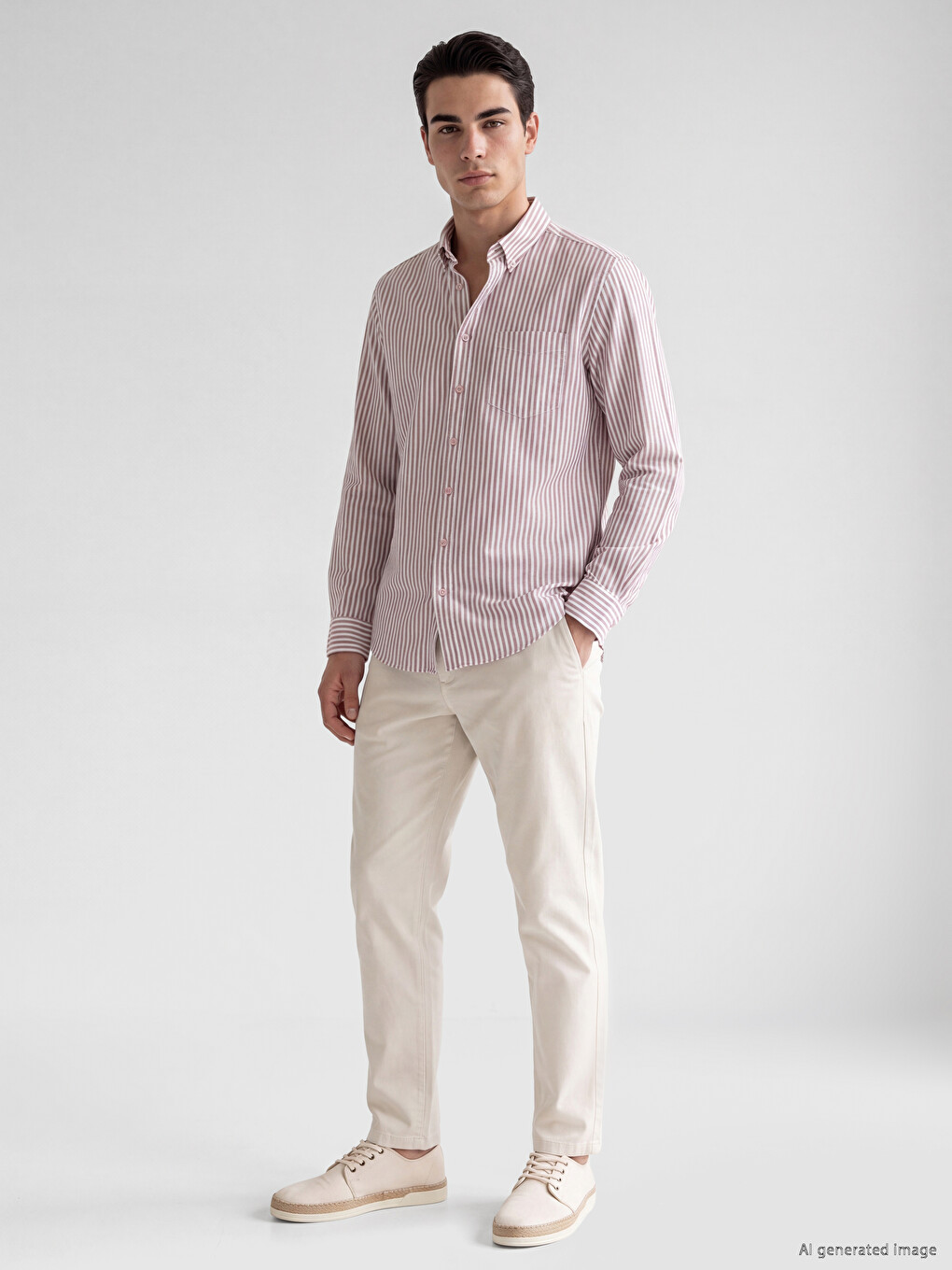 Regular Fit Striped Oxford Men's Shirt-1