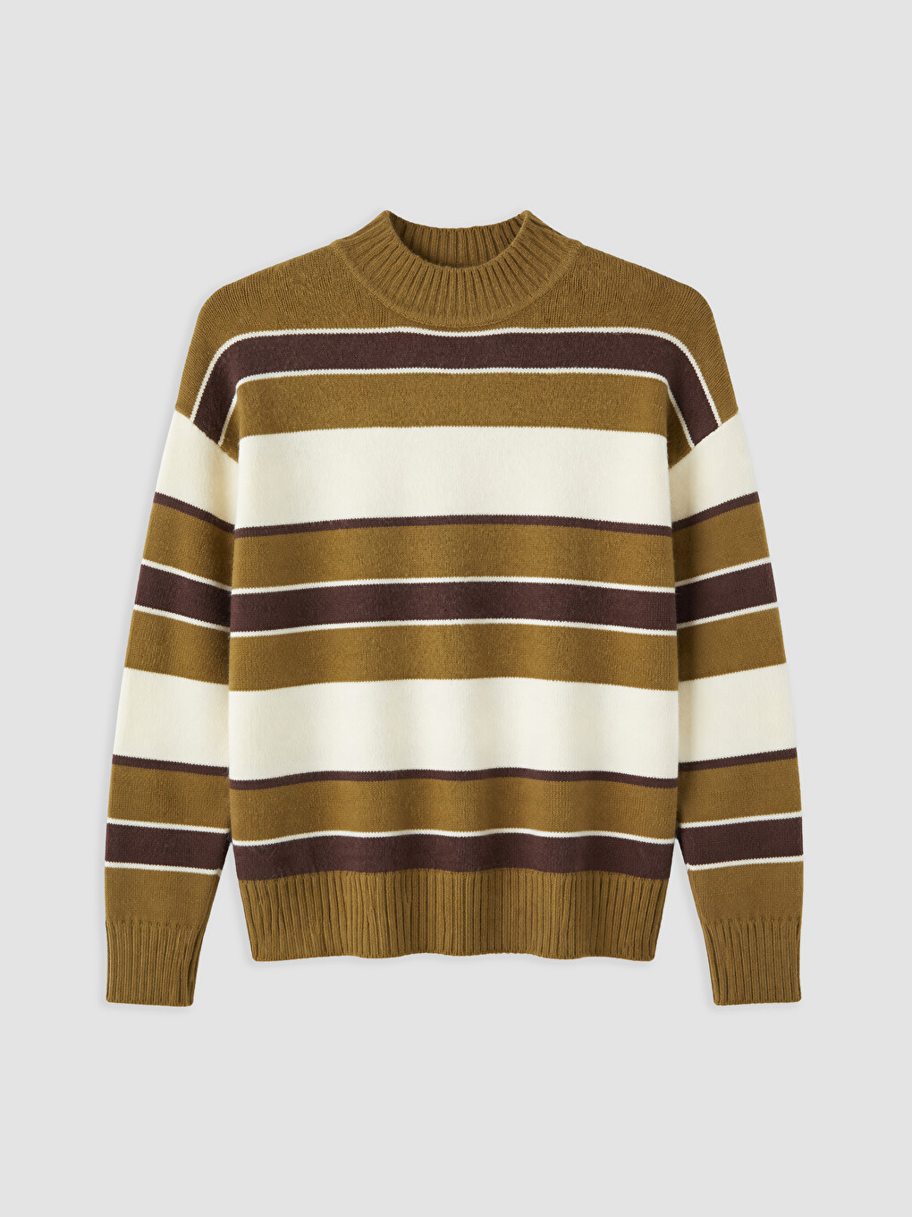 Mock Turtleneck Striped Women's Knitwear Tunic-4
