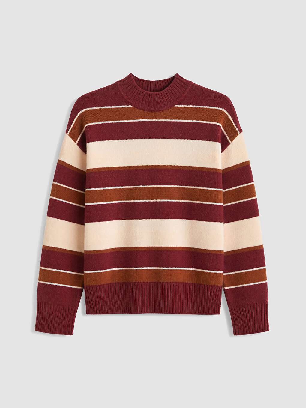 Mock Turtleneck Striped Women's Knitwear Tunic-4