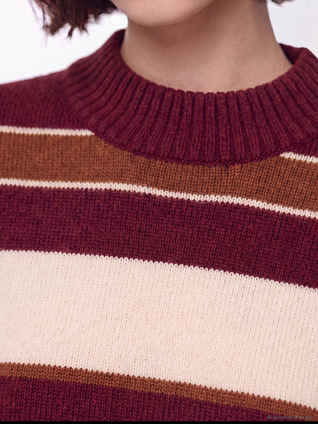 Mock Turtleneck Striped Women's Knitwear Tunic-2