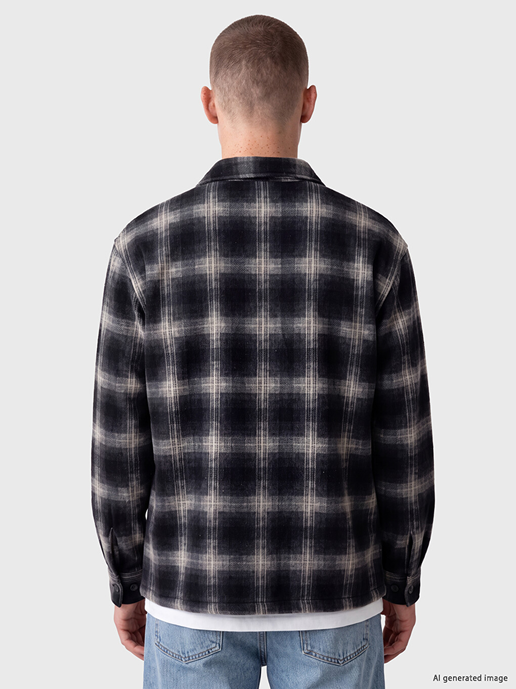 Geacă Relax Fit Cu Model În Carouri Tip Lumberjack Cu Guler Cămașă Pentru Bărbați-3