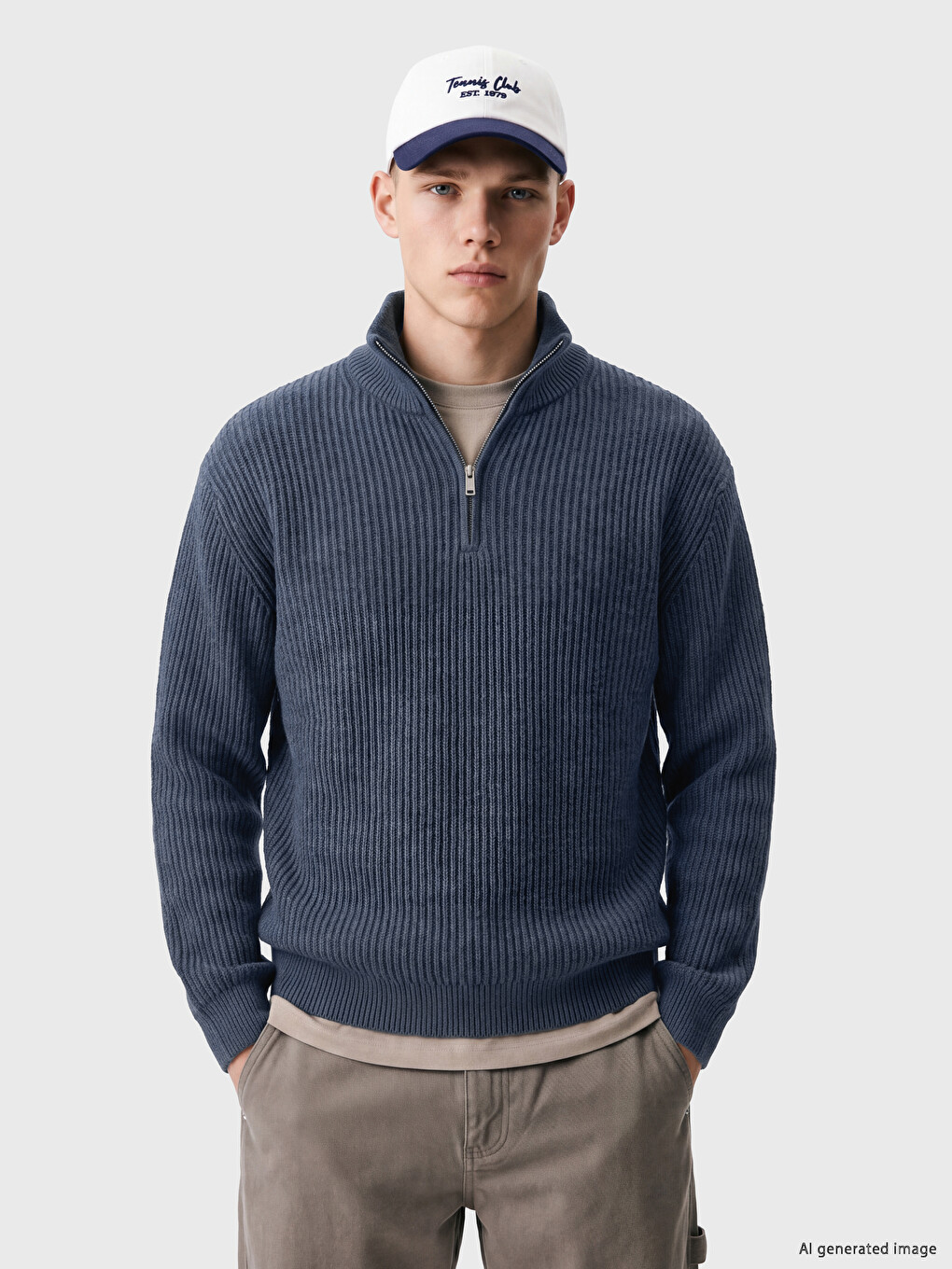 Stand Collar Men's Knitwear Sweater