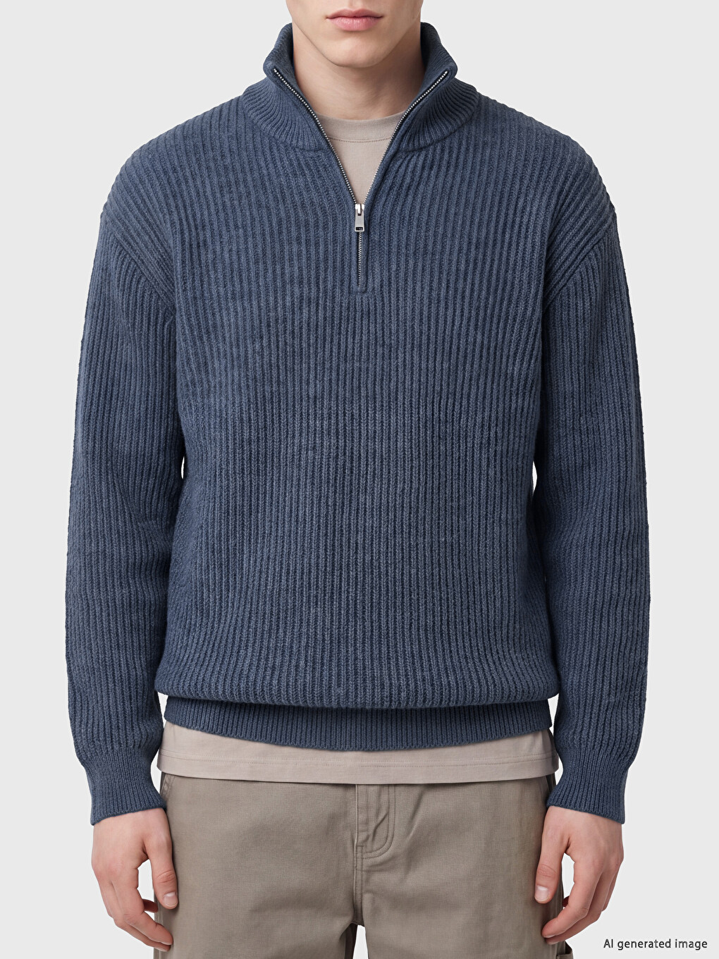 Stand Collar Men's Knitwear Sweater-2