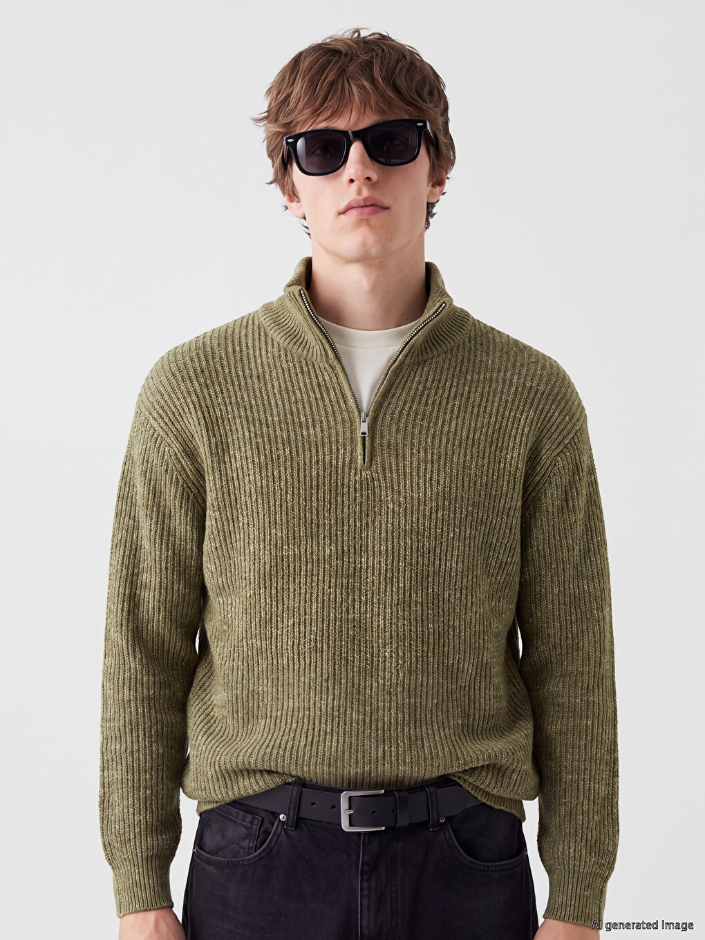 Mock Neck Men's Knitwear Sweater