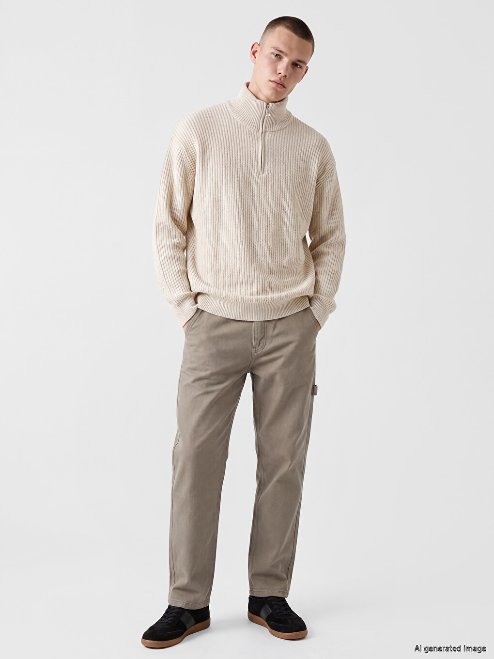 Man Beige Sweater-1