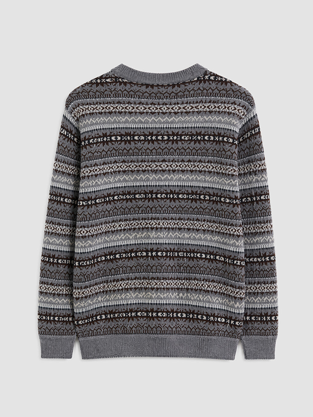 Crew Neck Patterned Men's Knitwear Sweater-5