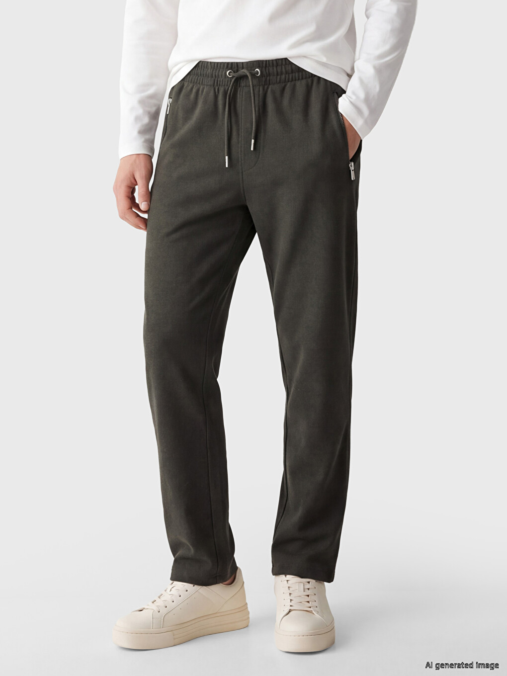 Man Khaki Sweatpants-1