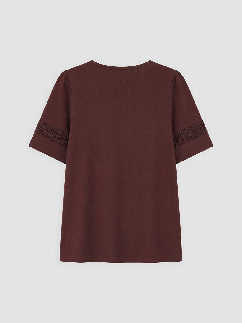 Crew Neck Embroidered Gathered Blouse-5