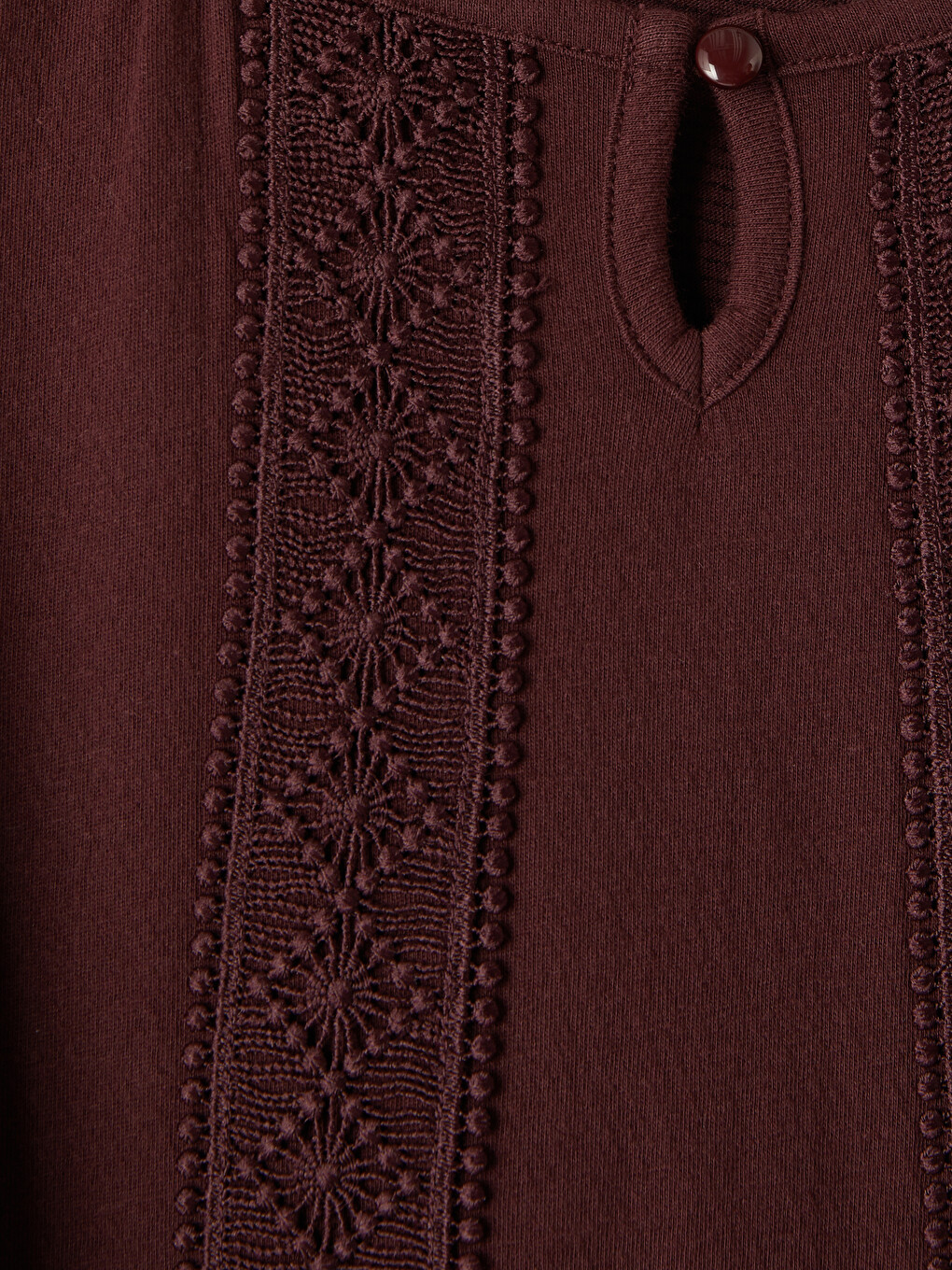 Crew Neck Embroidered Gathered Blouse-6