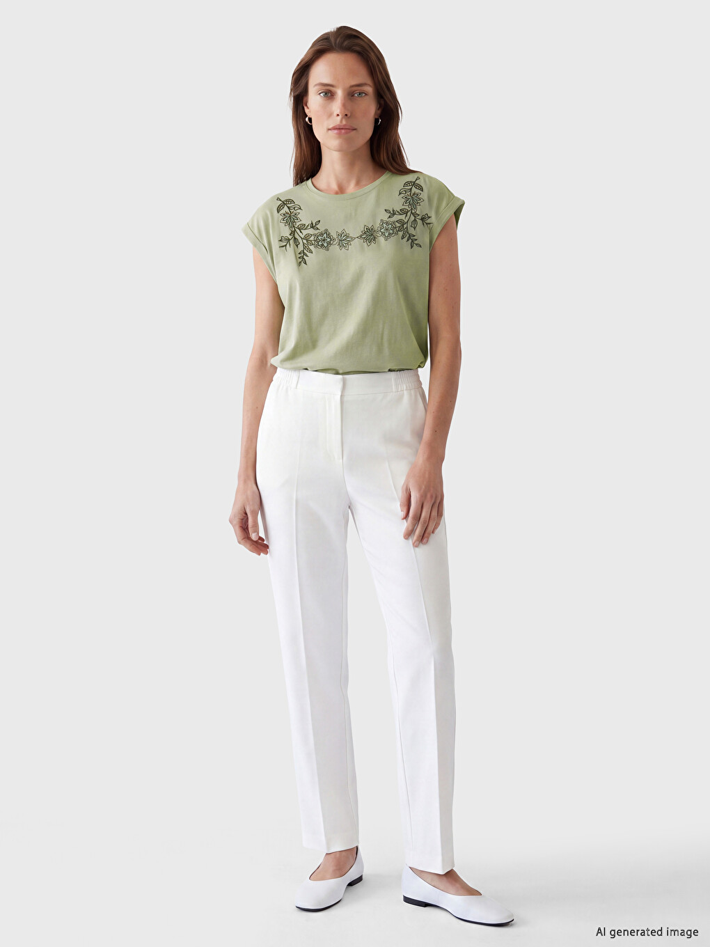 Embroidered 100% Cotton Women's T-shirt-1