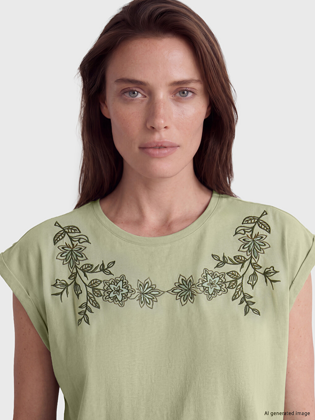 Embroidered 100% Cotton Women's T-shirt-2