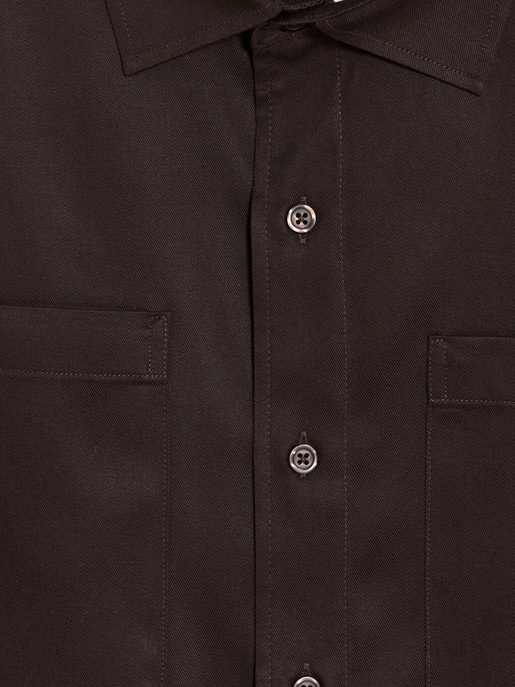 Kahverengi Regular Fit Gabardin Erkek Gömlek-4