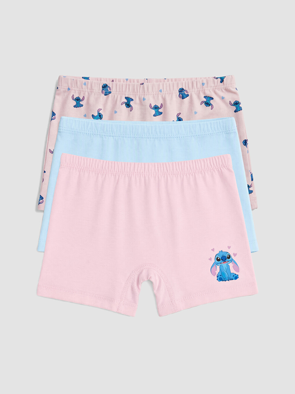 Pembe Stitch Baskılı Kız Çocuk 3'lü Boxer-5
