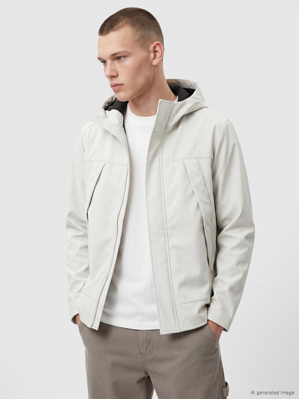 Gri Regular Fit Kapüşonlu Erkek Ceket-1