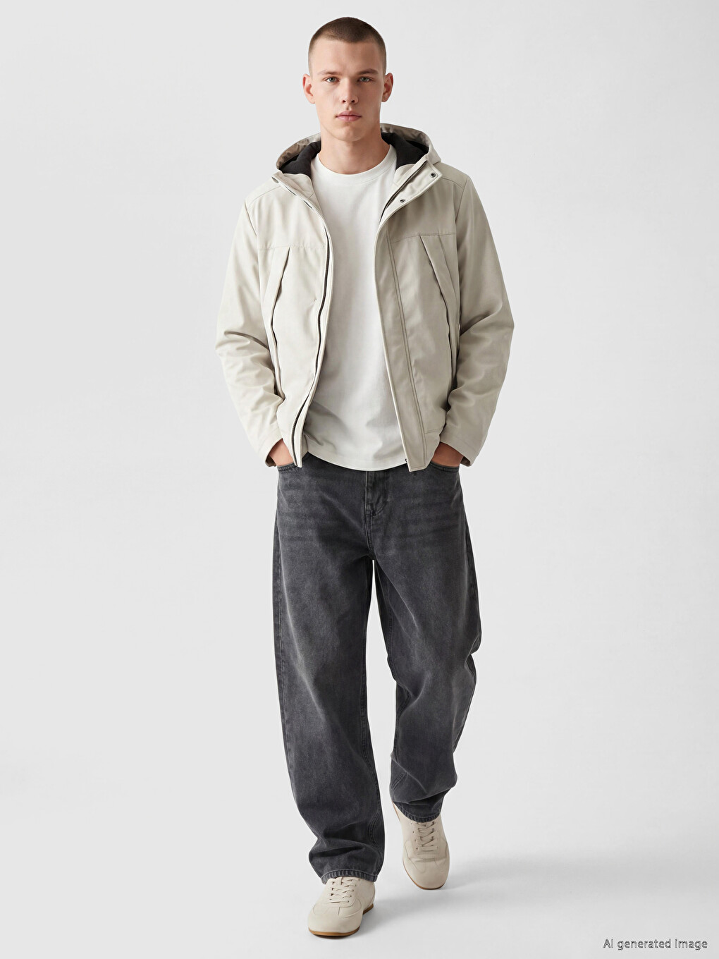 Regular Fit Hooded Men's Jacket-1