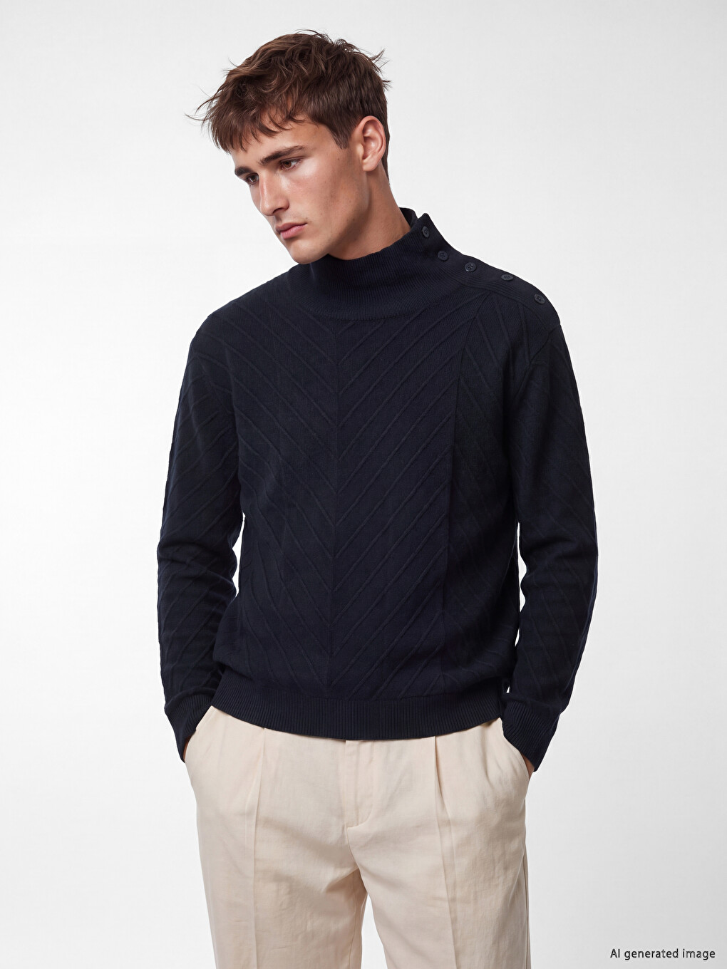 Turtleneck Patterned Men's Knitwear Sweater